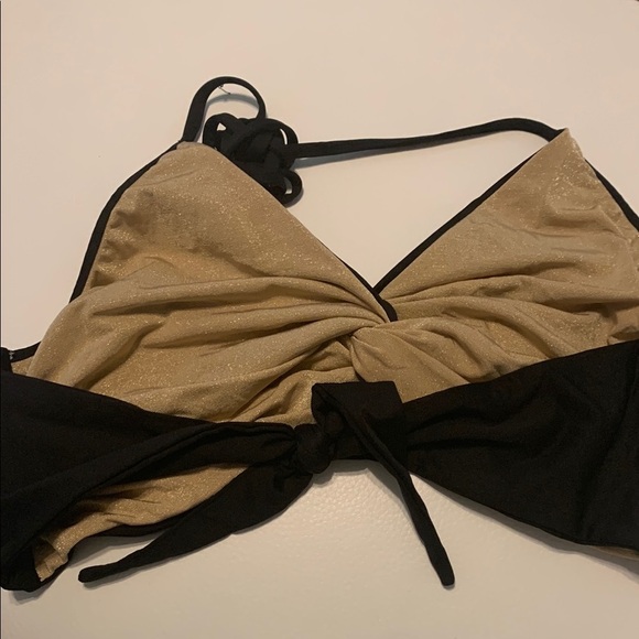 Luli Fama Black Bikini Top with Gold Accents‎ - Picture 3 of 4